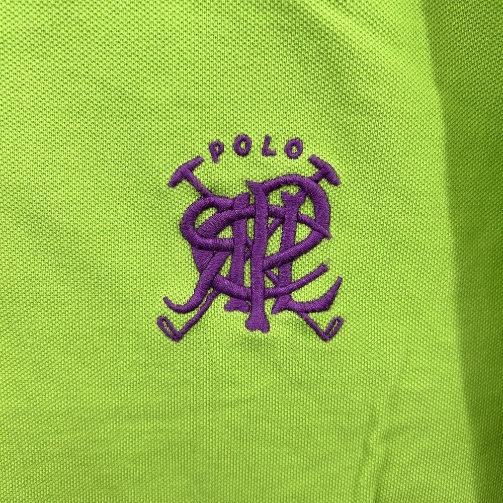 Polo Ralph Lauren Polo Shirt Mens L Green Purple Logo Cross Mallets Crest Badge